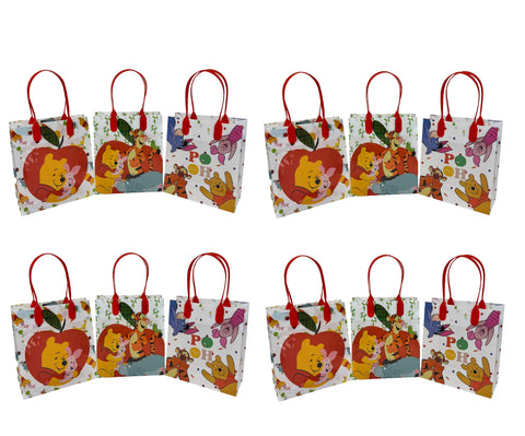 Disney Winnie The Pooh & Friends Party Favor Treat Bags with Handles, Disney Candy Bags for Birthday Party, Party Supply Decorations Pack of 12
