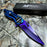 M-Tech Spring Assisted TI-Coated Aluminum Tactical Rescue Pocket Knife! Purple Blade Blue Handle