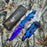 M-Tech Spring Assisted TI-Coated Aluminum Tactical Rescue Pocket Knife! Purple Blade Blue Handle