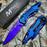 M-Tech Spring Assisted TI-Coated Aluminum Tactical Rescue Pocket Knife! Purple Blade Blue Handle