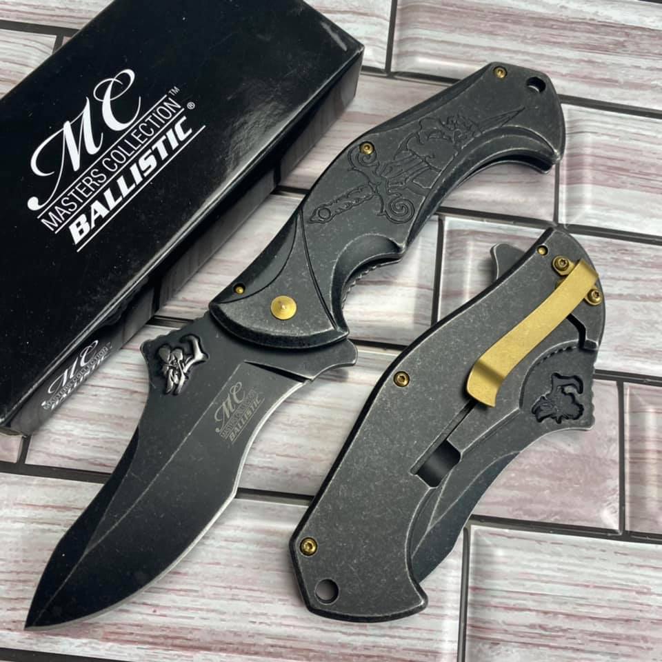 Master Collection Spring Assisted ACID ETCHED SPIDER Stonewash Pocket Knife