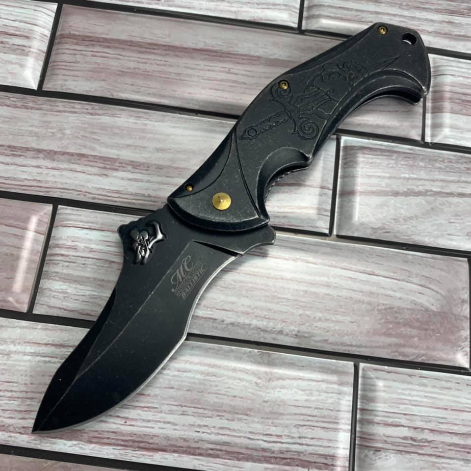 Master Collection Spring Assisted ACID ETCHED SPIDER Stonewash Pocket Knife
