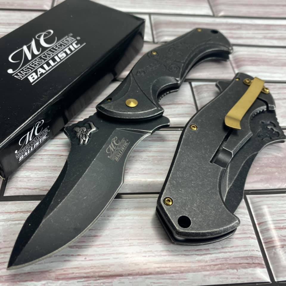 Master Collection Spring Assisted ACID ETCHED SPIDER Stonewash Pocket Knife