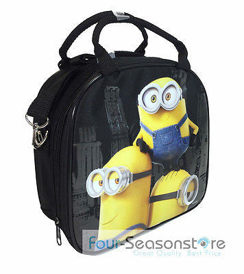 Minion Bob Kevin Stuart Shoulder Strap Black Insulated Lunch Box Bag