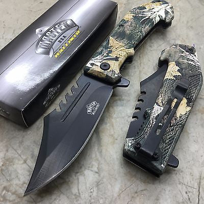 Master USA Ballistic Fall Leave Camo Coated ABS Handle Pocket Camping Knife