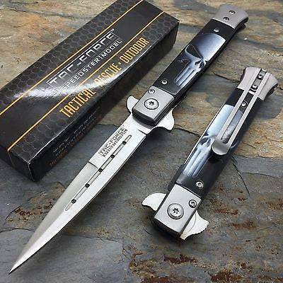TAC-FORCE  Black Punisher Skull Milanos Spring Assisted Folding Pocket Knife