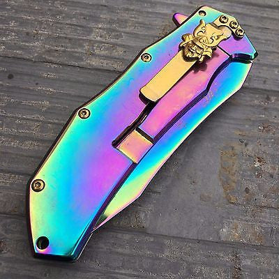 Master Collection Ballistic Rainbow Samurai Sculpted Art Collector Pocket Knife