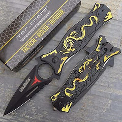 TAC FORCE Gold Dragon Folding Outdoor Tactical Rescue Speedster Pocket Knife