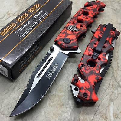 Tac Force Red Skull Head Handle Pocket Hunting Tactical hunting Handy Knife
