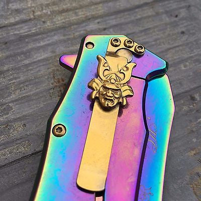 Master Collection Ballistic Rainbow Samurai Sculpted Art Collector Pocket Knife