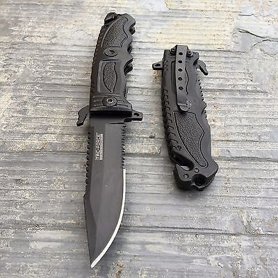 Tac Force Speedster Black Serrated Blade Rescue Folding Pocket Knife