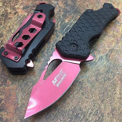 M Tech Spring Assisted Red Blade Black Nylon Fiber Handle w/ Bottle Open