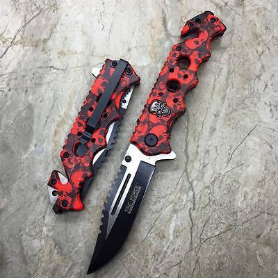 Tac Force Red Skull Head Handle Pocket Hunting Tactical hunting Handy Knife