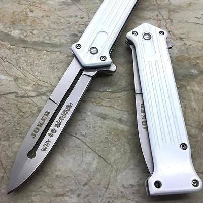 Tac Force White Handle Joker Why So Serious? Camping Outdoor Pocket Knife