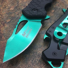 M Tech Spring Assisted Green Blade Black Nylon Fiber Handle w/ Bottle Open