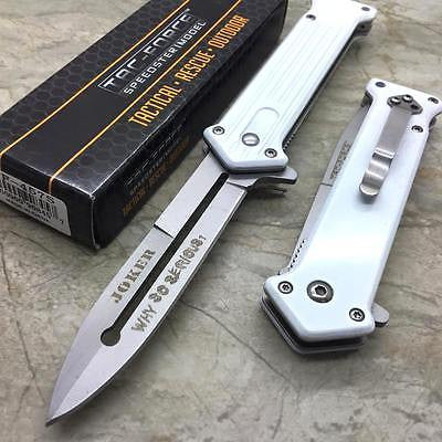 Tac Force White Handle Joker Why So Serious? Camping Outdoor Pocket Knife