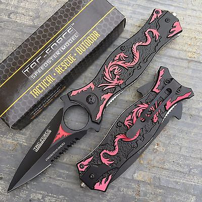 TAC FORCE Red Dragon Folding Outdoor Tactical Rescue Speedster Pocket Knife
