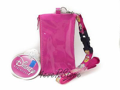 Disney Pink Princess Lanyard ID Ticket iPhone Key Chain Badge Holder Wallet