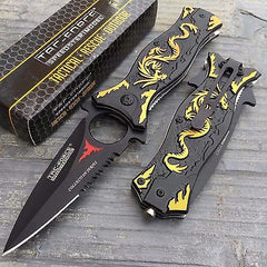 TAC FORCE Gold Dragon Folding Outdoor Tactical Rescue Speedster Pocket Knife