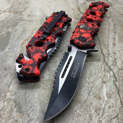 Tac Force Red Skull Head Handle Pocket Hunting Tactical hunting Handy Knife