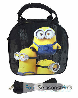 Minion Bob Kevin Stuart Shoulder Strap Black Insulated Lunch Box Bag