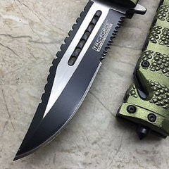 TAC FORCE Green Spring Assisted Open Sawback Bowie Tactical Pocket Knife!