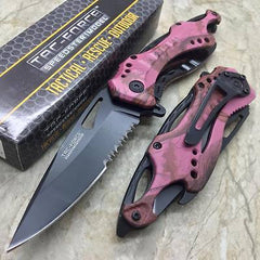 Tac Force Assisted Open Pink/Purple Camo Tatical Outdoor Hunting Pocket Knife
