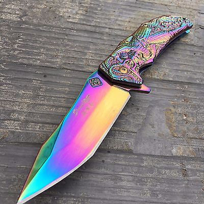Master Collection Ballistic Rainbow Samurai Sculpted Art Collector Pocket Knife