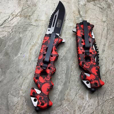 Tac Force Red Skull Head Handle Pocket Hunting Tactical hunting Handy Knife