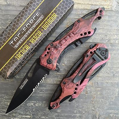 Tac Force Assisted Open Pink/Purple Camo Tatical Outdoor Hunting Pocket Knife