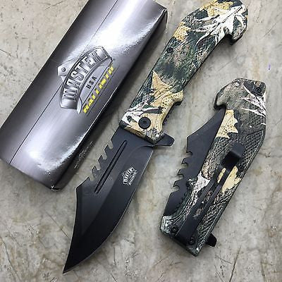 Master USA Ballistic Fall Leave Camo Coated ABS Handle Pocket Camping Knife