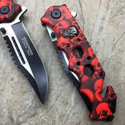 Tac Force Red Skull Head Handle Pocket Hunting Tactical hunting Handy Knife
