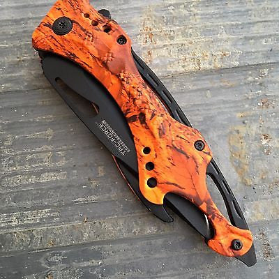 Tac Force Assisted Open Orange/Red Camo Camping Outdoor Hunting Pocket Knife