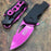 M Tech Spring Assisted Pink Blade Black Nylon Fiber Handle w/ Bottle Open