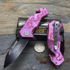 Tac Force Pink/Purple Aluminum Handle w/ Dragon Small Spring Assisted Knife