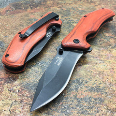 Elk Ridge Liner lock A/O Small Hunting Pocket Knife with Wooden Handle