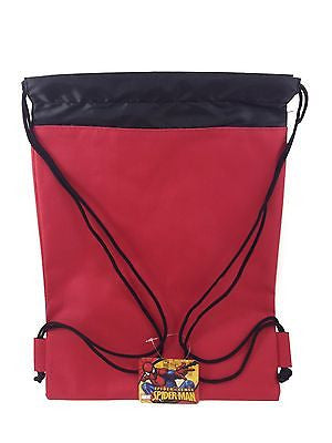 MARVELS SPIDERMAN RED DRAWSTRING STRING BACKPACK SCHOOL SPORT GYM TOTE BAG