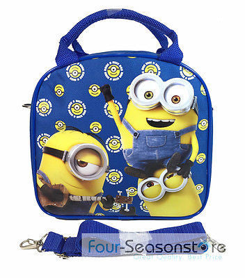 Minion Bob Kevin Stuart Shoulder Strap Royal Blue Insulated Lunch Box Bag