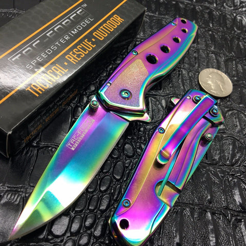 Tac Force All Rainbow Tactical Spring Assisted Small Gentlemen Pocket Knife