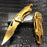 M-Tech Spring Assisted ALL GOLD TI-Coated Aluminum Tactical Rescue Pocket Knife!