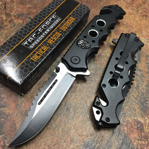 Tac Force Black Skull Head Handle Pocket Hunting Tactical hunting Handy Knife