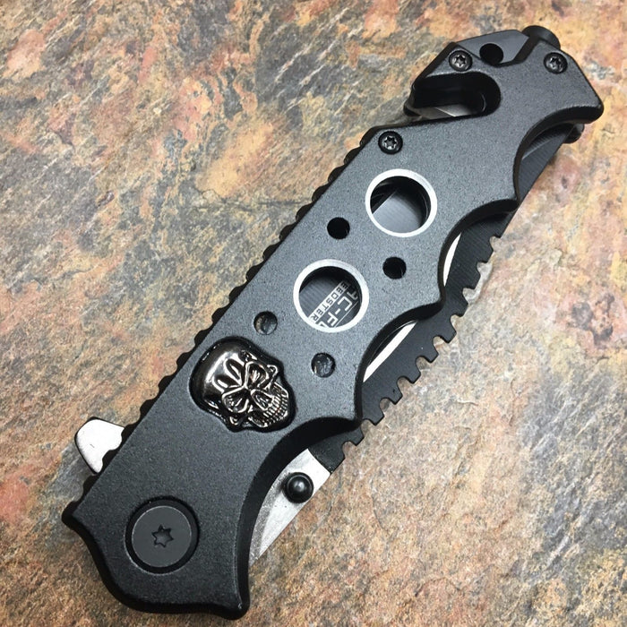 Tac Force Black Skull Head Handle Pocket Hunting Tactical hunting Handy Knife