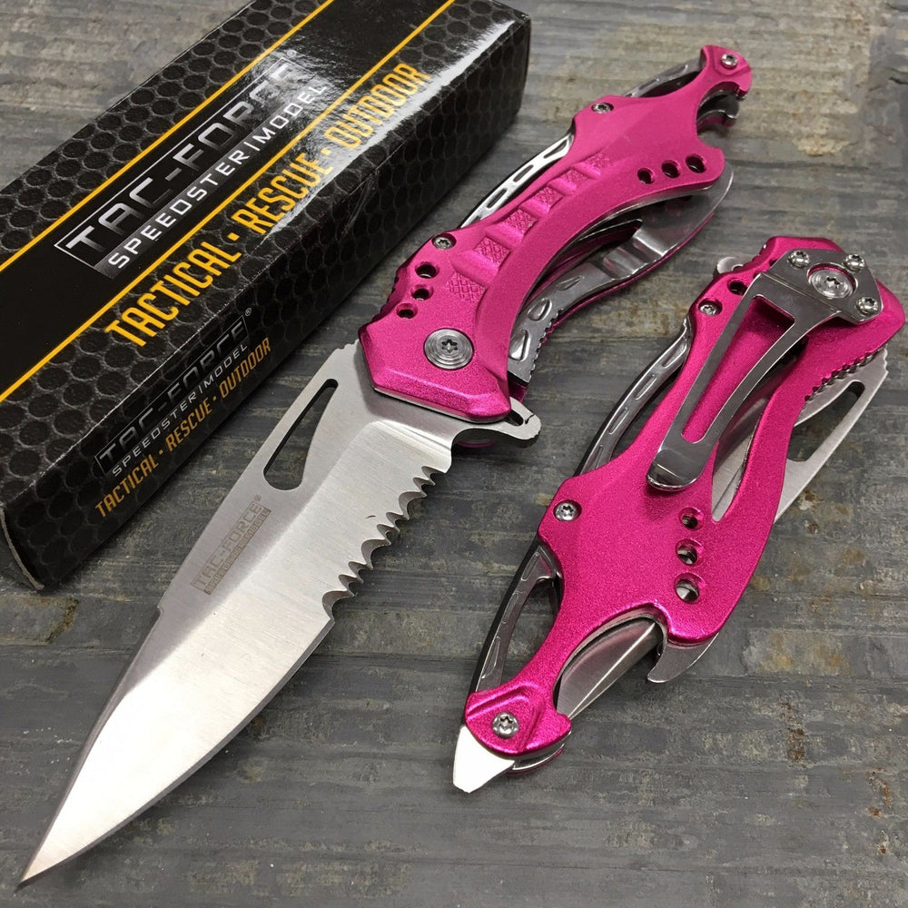 Tac Force Spring Assisted Pink Gentlemen Tactical Rescue Pocket Hunting Knife