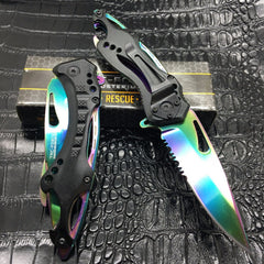 Tac Force Spring Assisted Rainbow Blade Tactical Rescue Pocket Hunting Knife