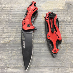 Tac Force Assisted Open Red Fire Fighter Camping Outdoor Hunting Pocket Knife