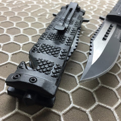 TAC FORCE Black Spring Assisted Open Sawback Bowie Tactical Pocket Knife!