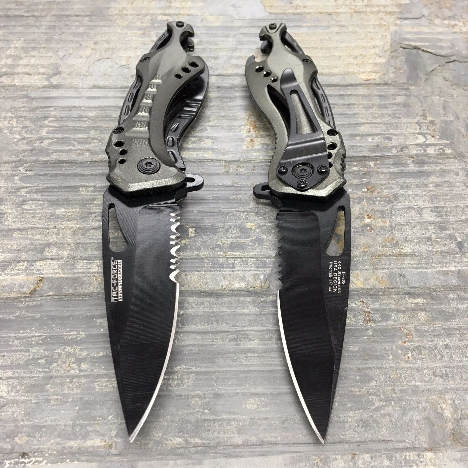 Tac Force Assisted Open Gray Beer Opener Tatical Outdoor Hunting Pocket Knife