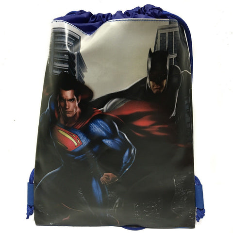 DC Comics Batman vs Superman Blue Drawstring backpack Sport Gym Bag for Kids