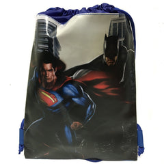DC Comics Batman vs Superman Blue Drawstring backpack Sport Gym Bag for Kids