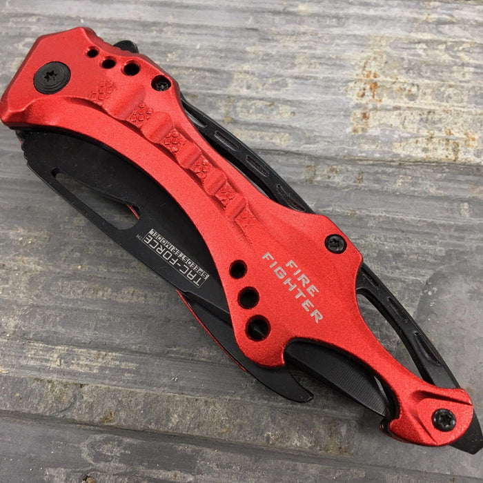 Tac Force Assisted Open Red Fire Fighter Camping Outdoor Hunting Pocket Knife